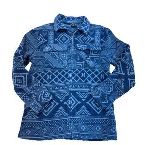 Hurley Boys Jacket M 10-12 Blue Aztec Fleece Zip Up Jacket Youth Shacket‎